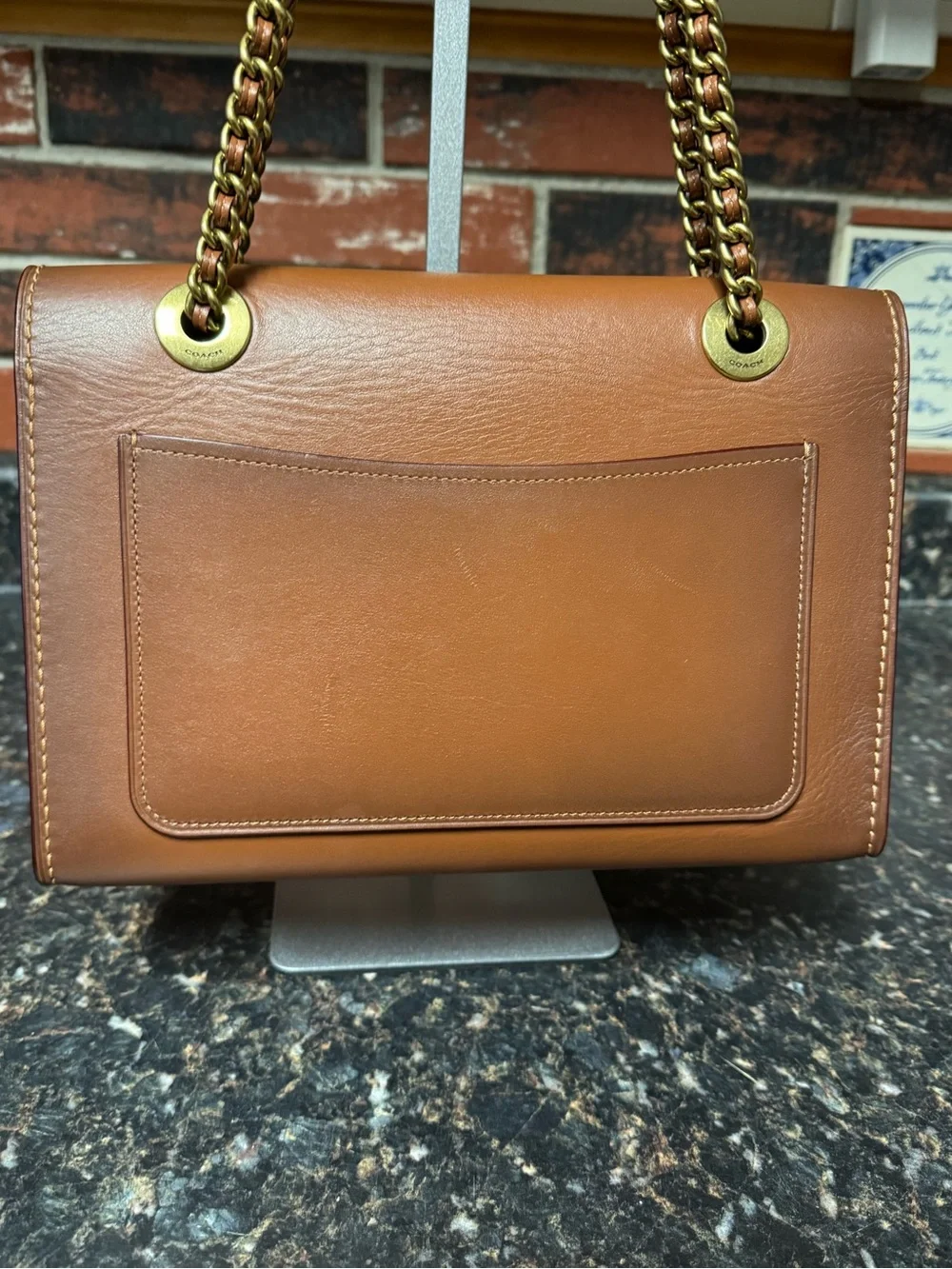 Coach Parker 18 69624 Tea Rose Straw Leather Chain Shoulder Bag Crossbody Rare